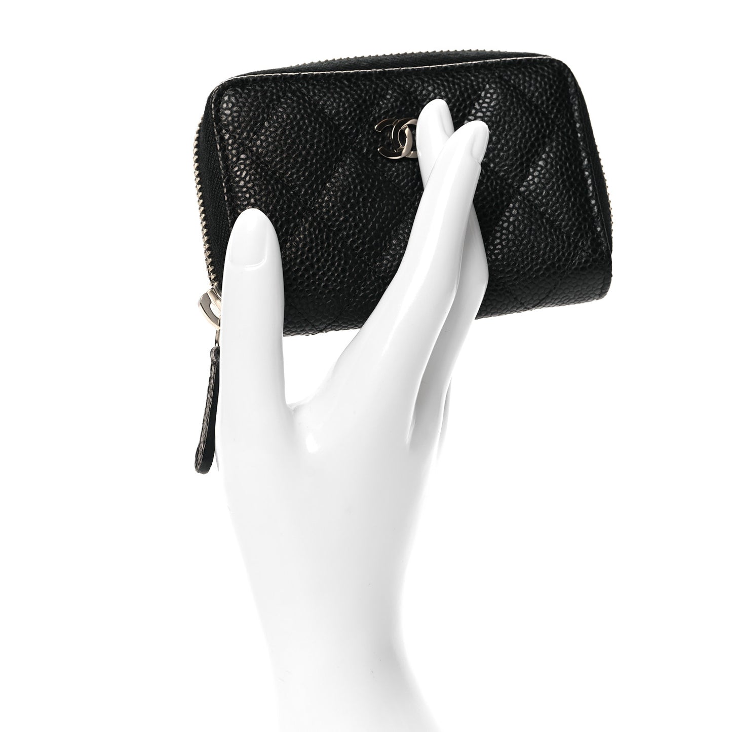 Caviar Quilted Zip Coin Purse Black