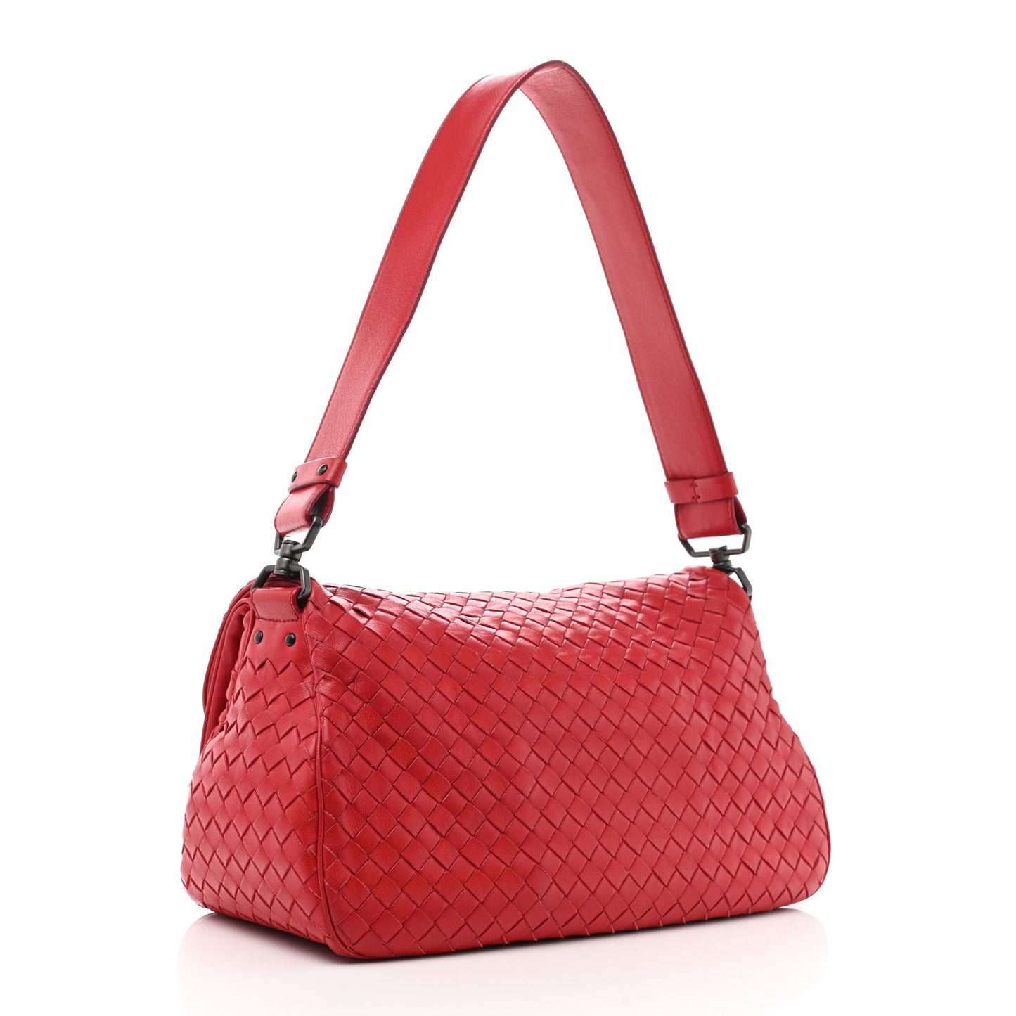 Nappa Intrecciato Shoulder Bag Red