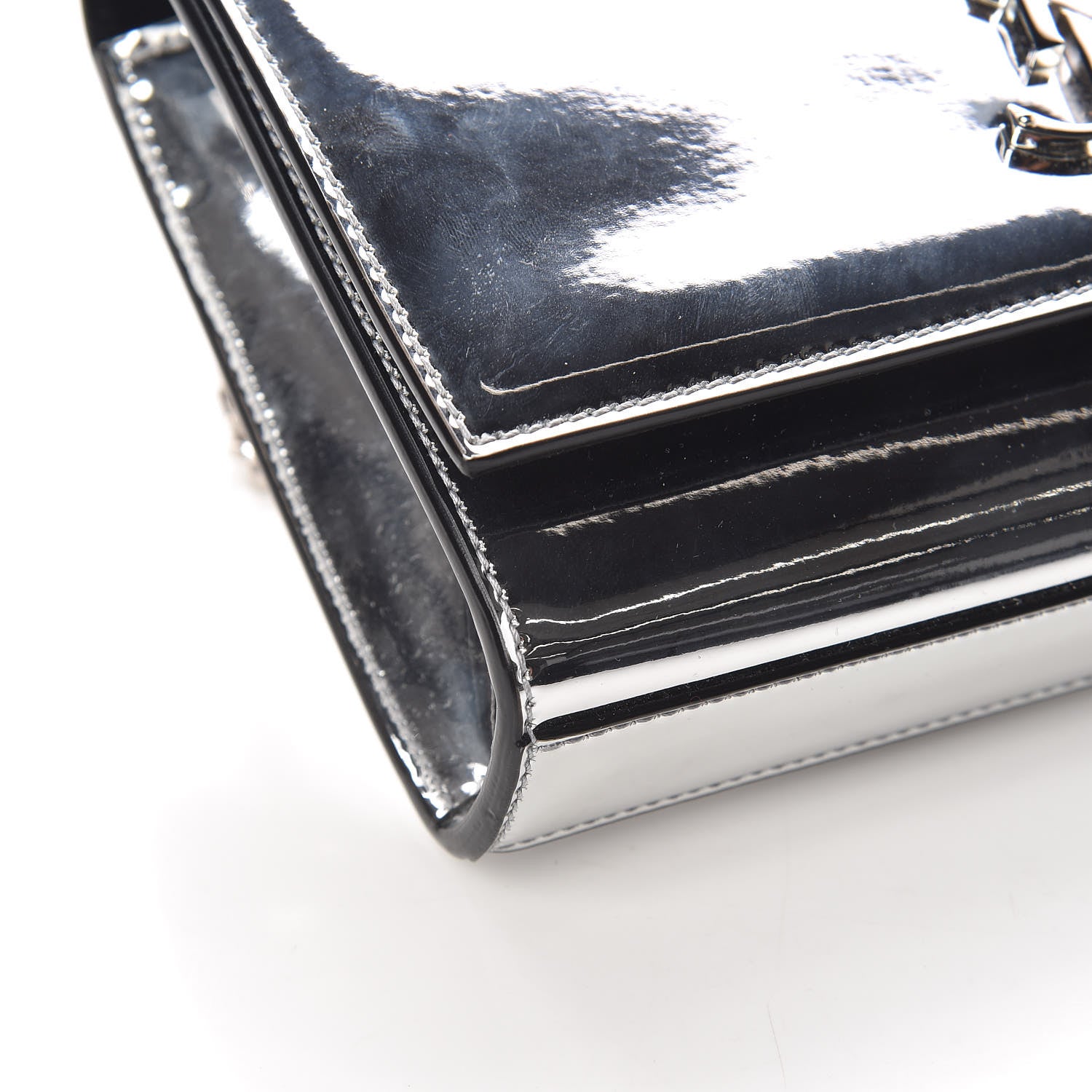 Saint Laurent Vinyl Mirror Small Classic Monogram Kate Satchel Argento 7 of 8