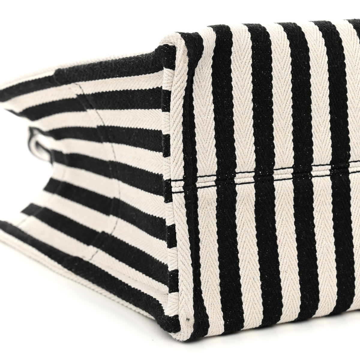 Canvas Calfskin Triomphe Large Cabas Black White