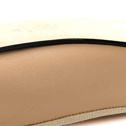 Chanel Lambskin Cap Toe CC Ballerina Flats 38 Beige Black 10 of 11