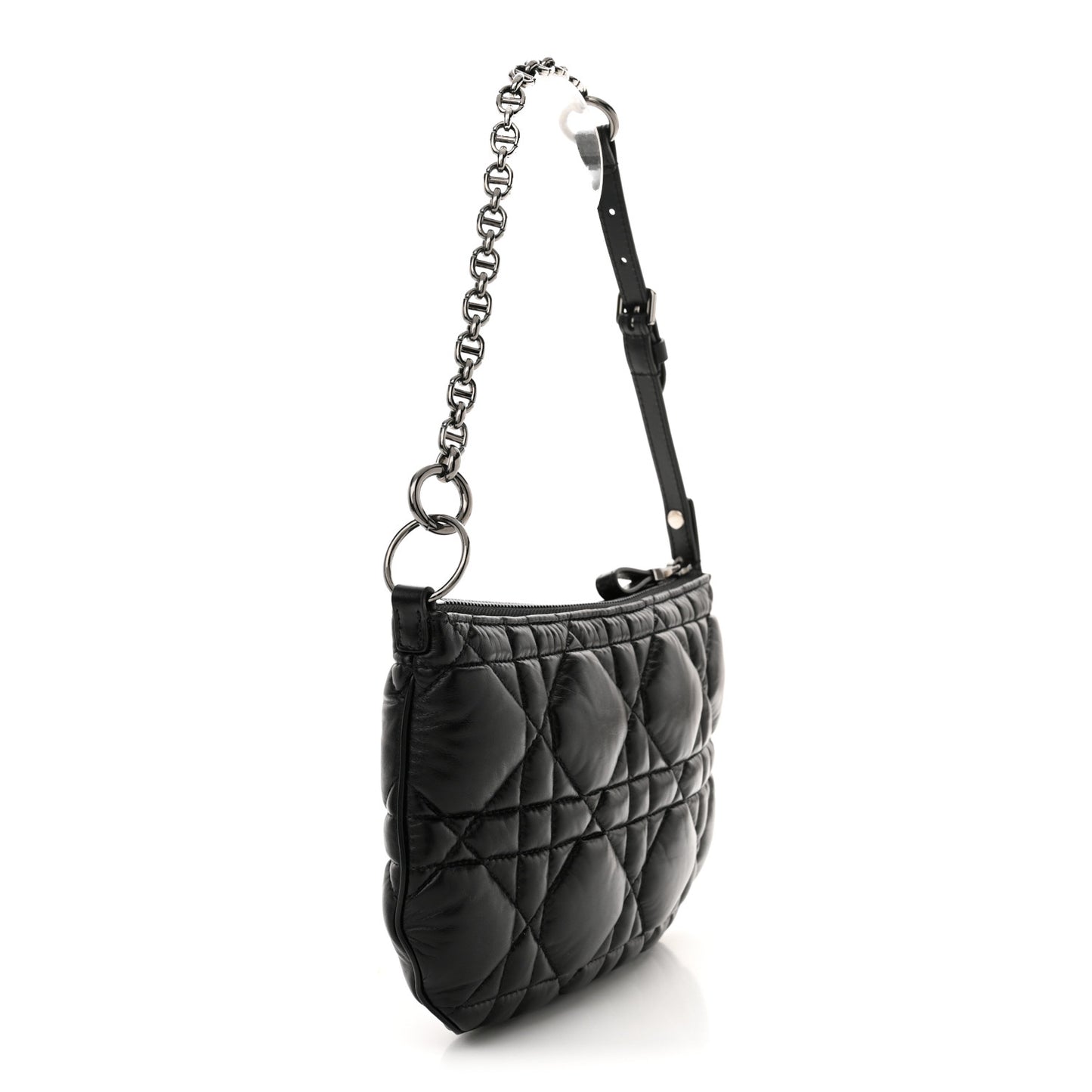Calfskin Macrocannage Mini Dior Caro Tulip Bag Black