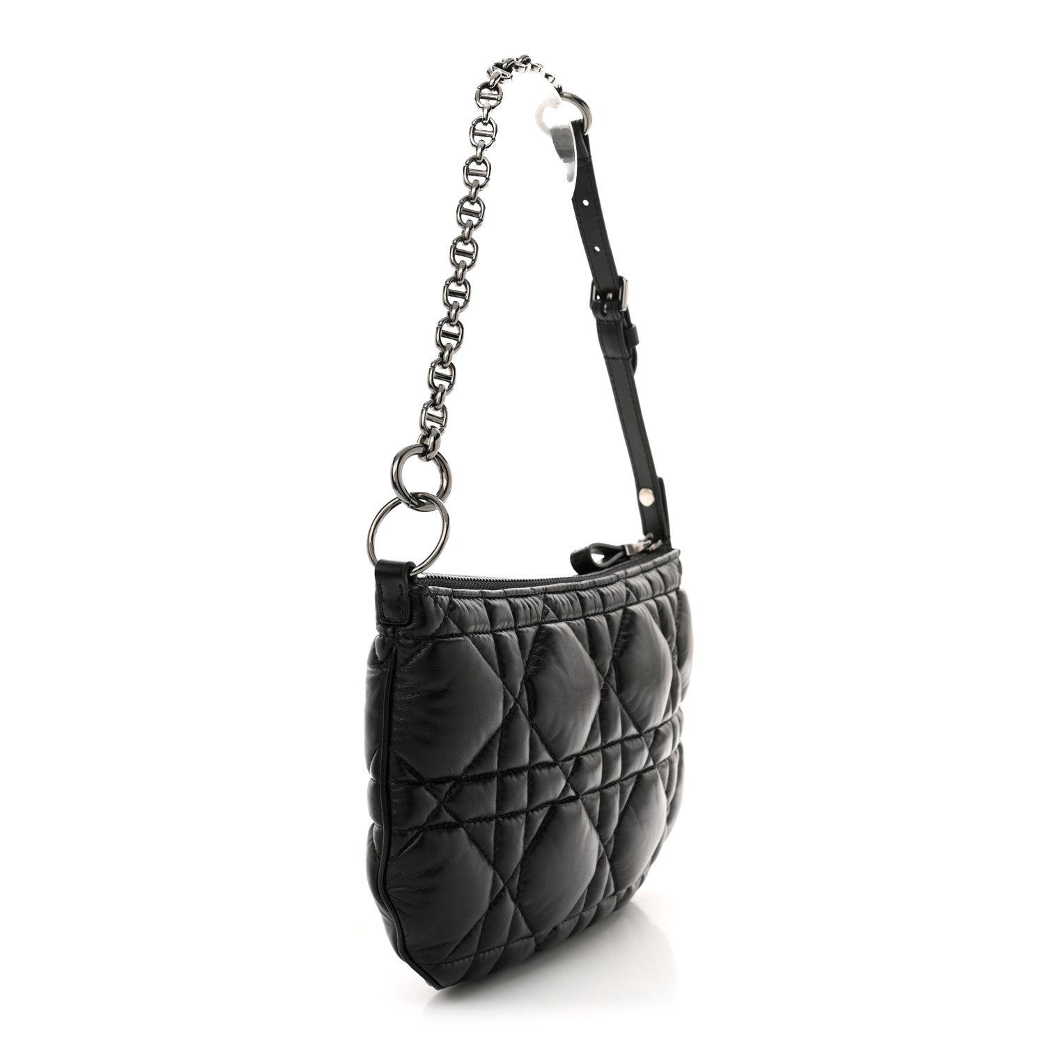 Christian Dior Calfskin Macrocannage Mini Dior Caro Tulip Bag Black 3 of 10