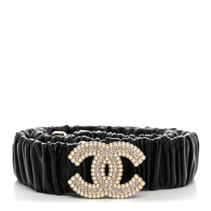 Chanel Lambskin Crystal Pearl CC Belt 85 34 Black 1 of 4