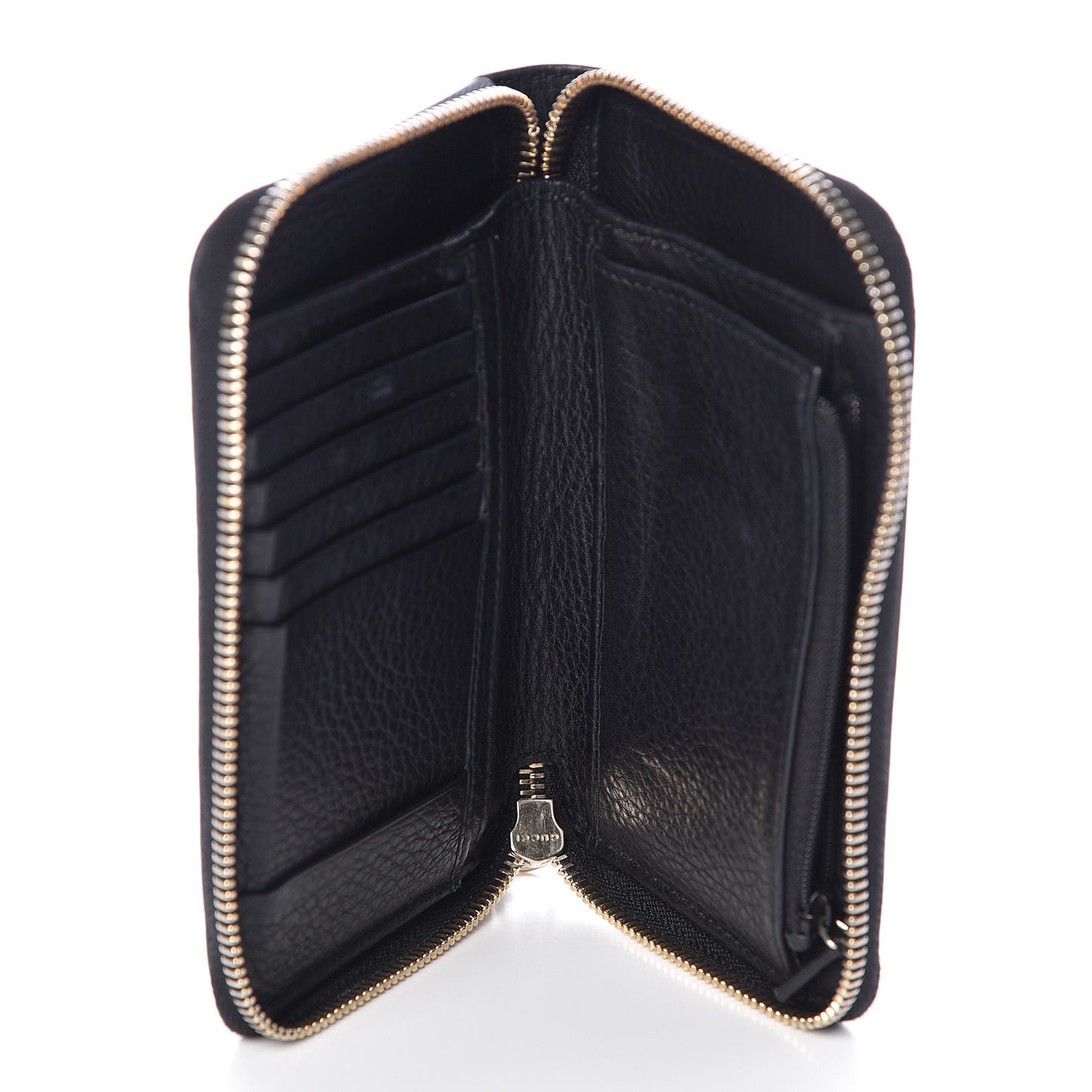 Pebbled Calfskin Medium Soho Zip Around Wallet Black