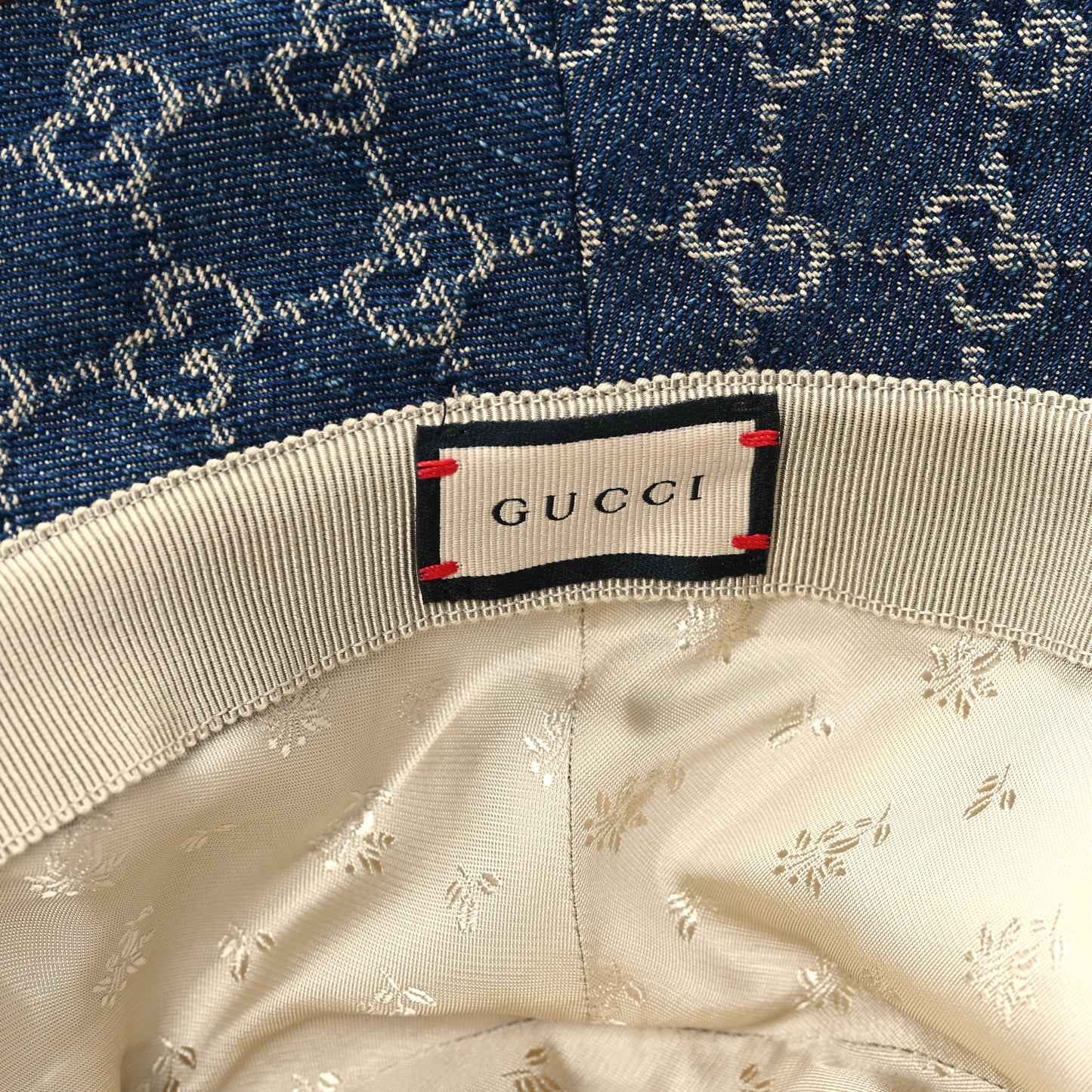 Washed Jacquard Denim Nappa GG Monogram Oscar Bucket Hat M Denim Cuir