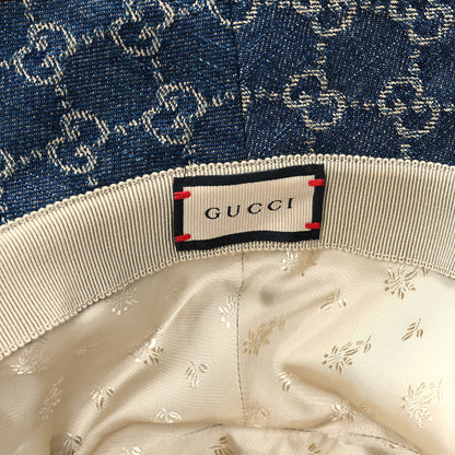 Gucci Washed Jacquard Denim Nappa GG Monogram Oscar Bucket Hat M Denim Cuir 9 of 10