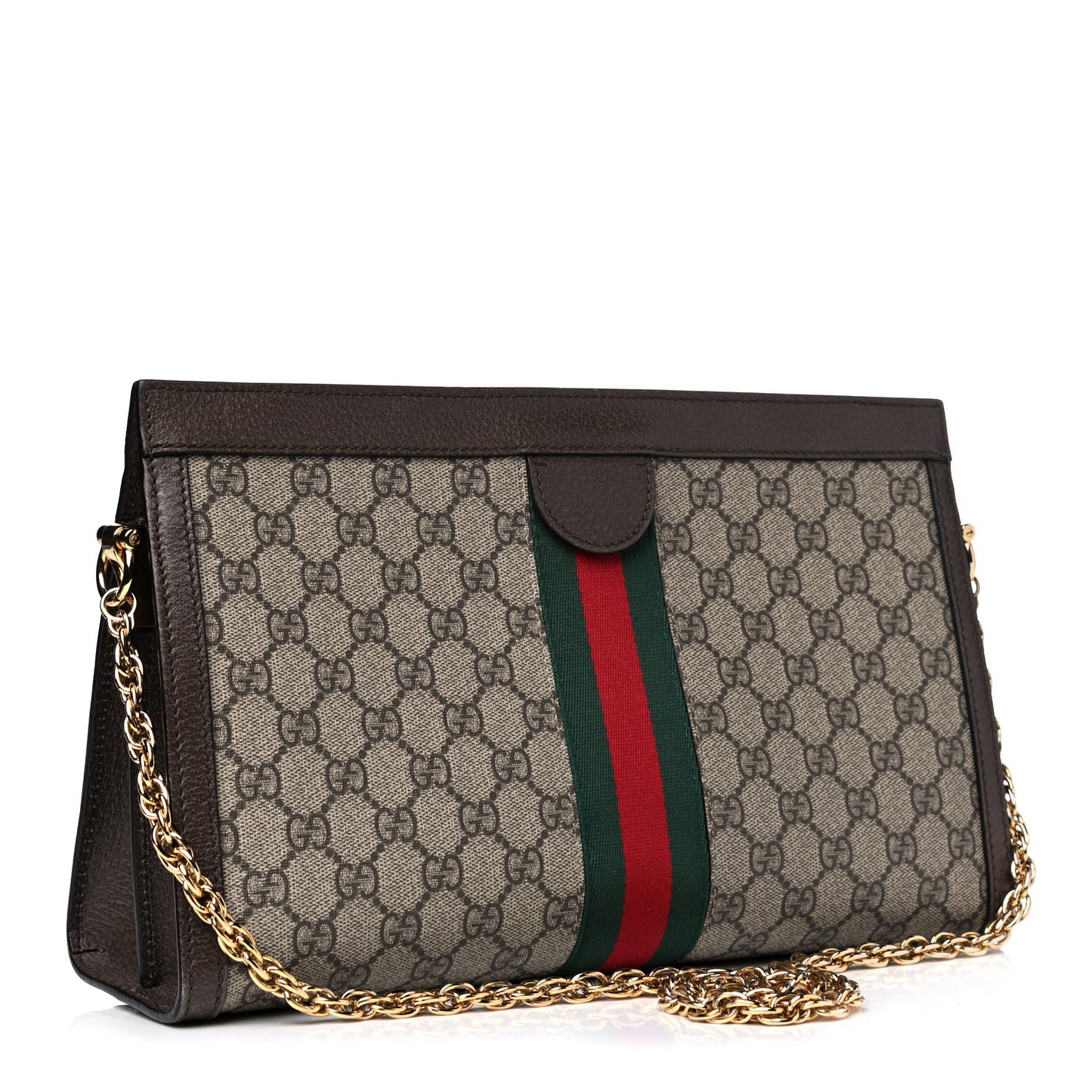 GG Supreme Monogram Web Medium Ophidia Chain Shoulder Bag Brown