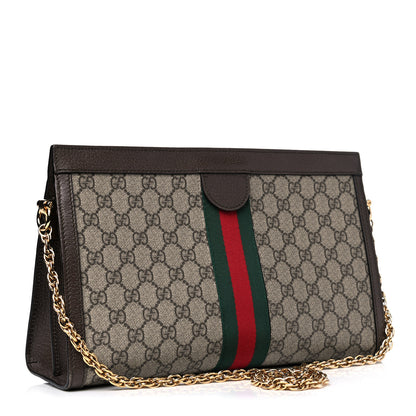Gucci GG Supreme Monogram Web Medium Ophidia Chain Shoulder Bag Brown 3 of 15