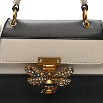 Gucci Calfskin Sylvie Web Small Queen Margaret Top Handle Bag Black White 8 of 10