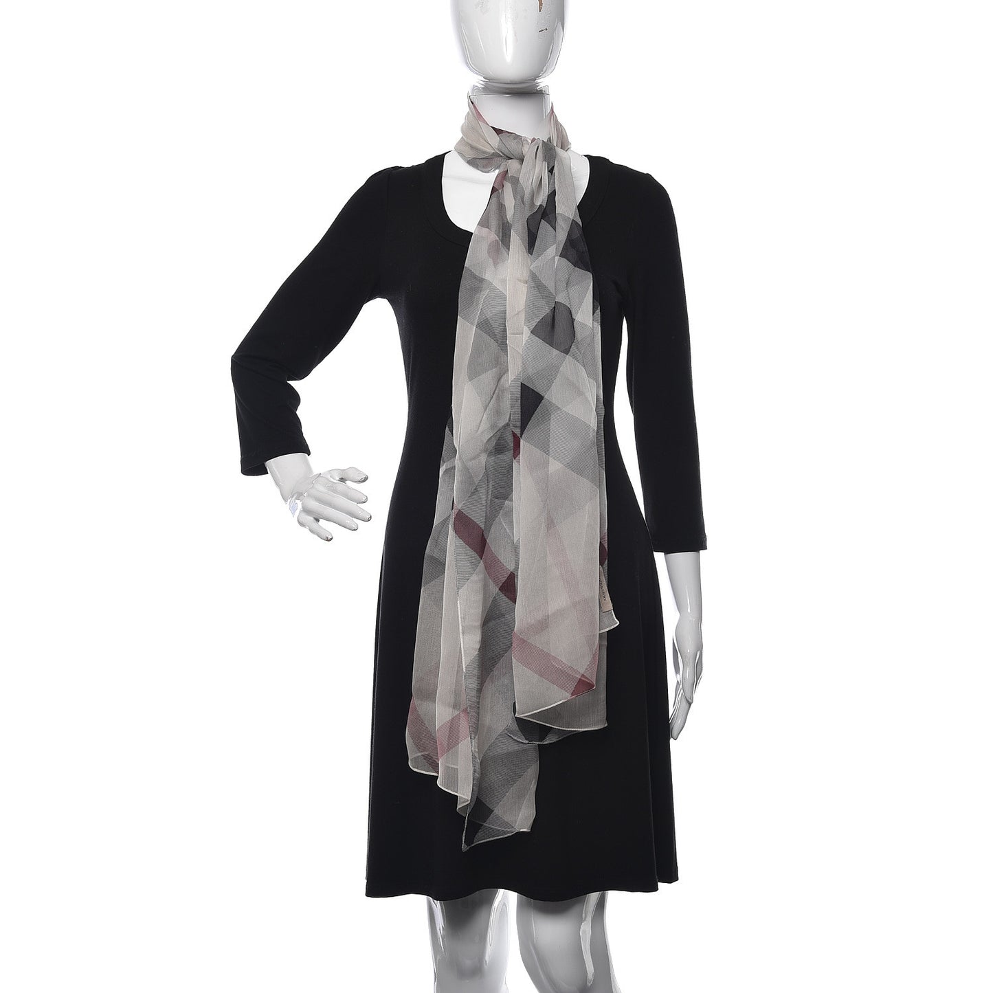 Silk Giant Check Scarf Ivory
