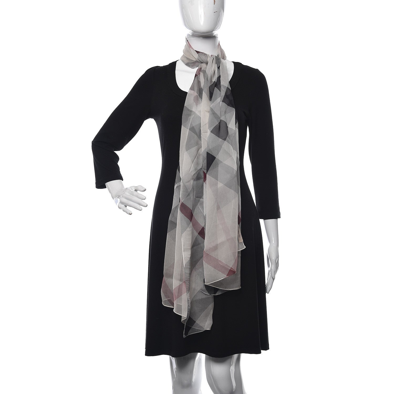 Burberry Silk Giant Check Scarf Ivory 3 of 5