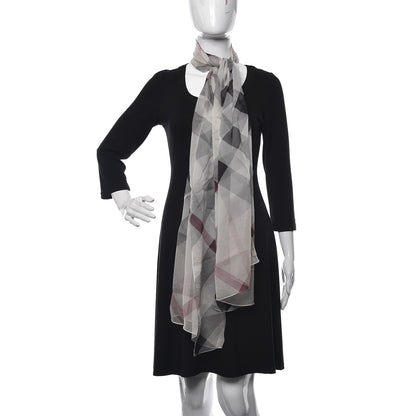 Burberry Silk Giant Check Scarf Ivory 3 of 5