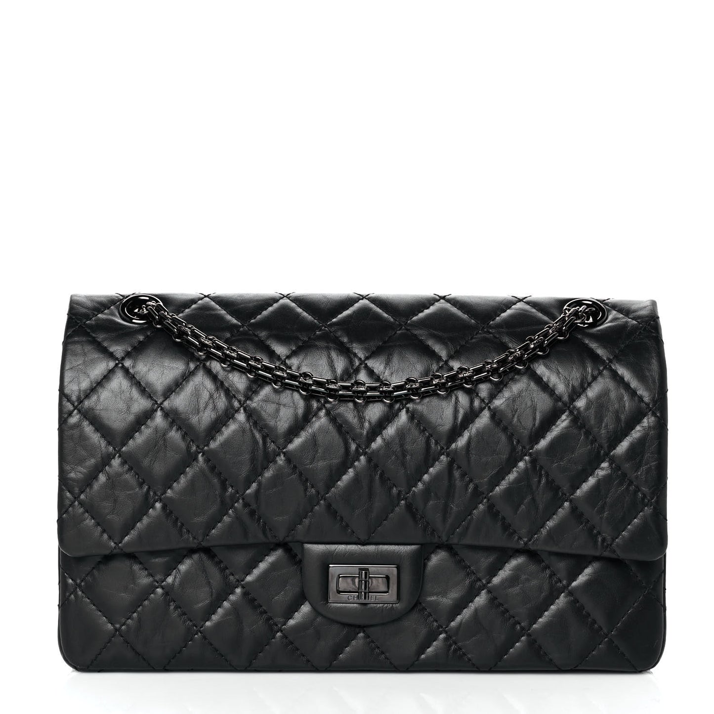 Aged Calfskin Quilted 2.55 Reissue 226 Flap So Black