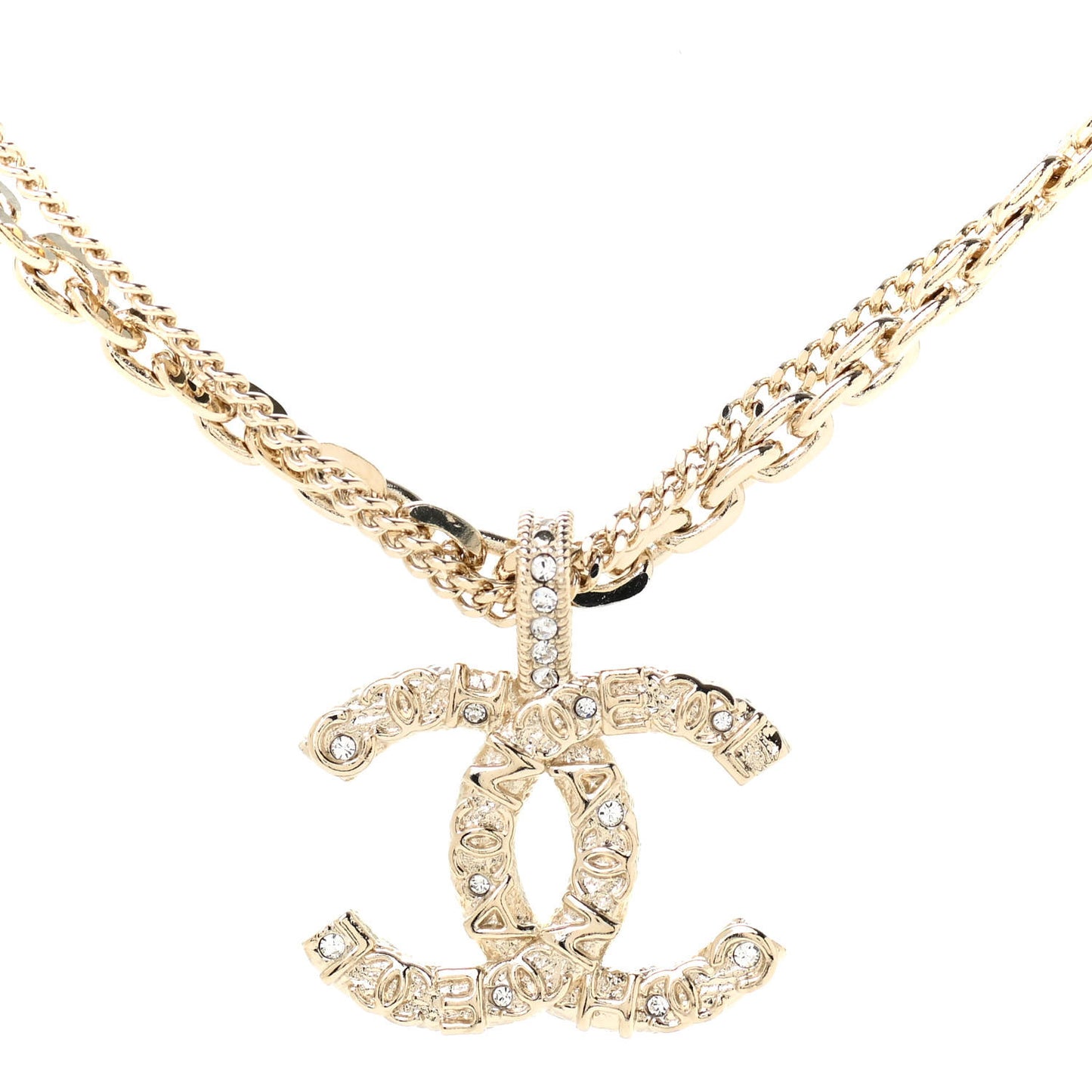 Crystal CC Multi Strand Chain Necklace Gold