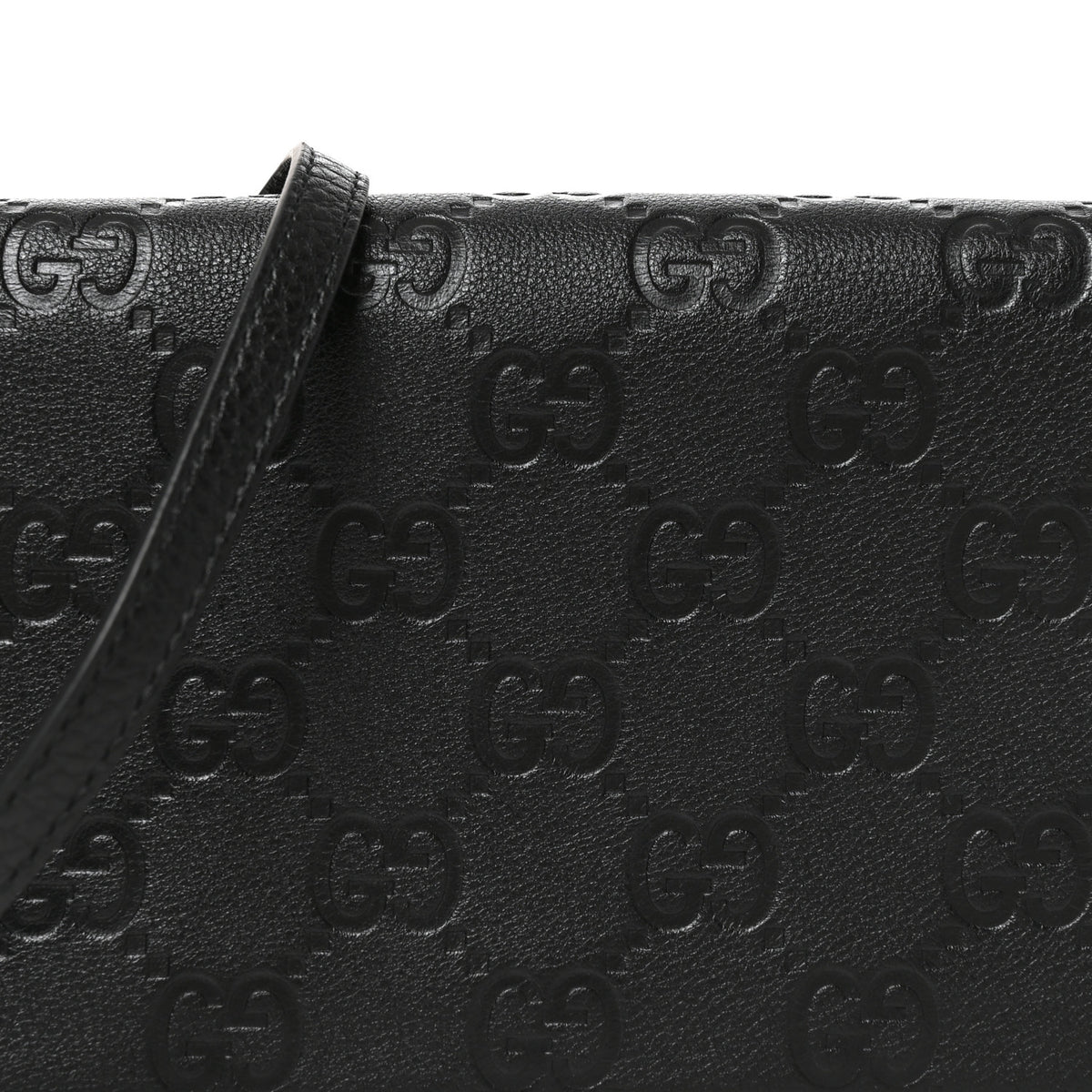 GG Grainy Calfskin Emblem Wallet On Chain Black