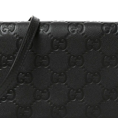 Gucci GG Grainy Calfskin Emblem Wallet On Chain Black 7 of 10