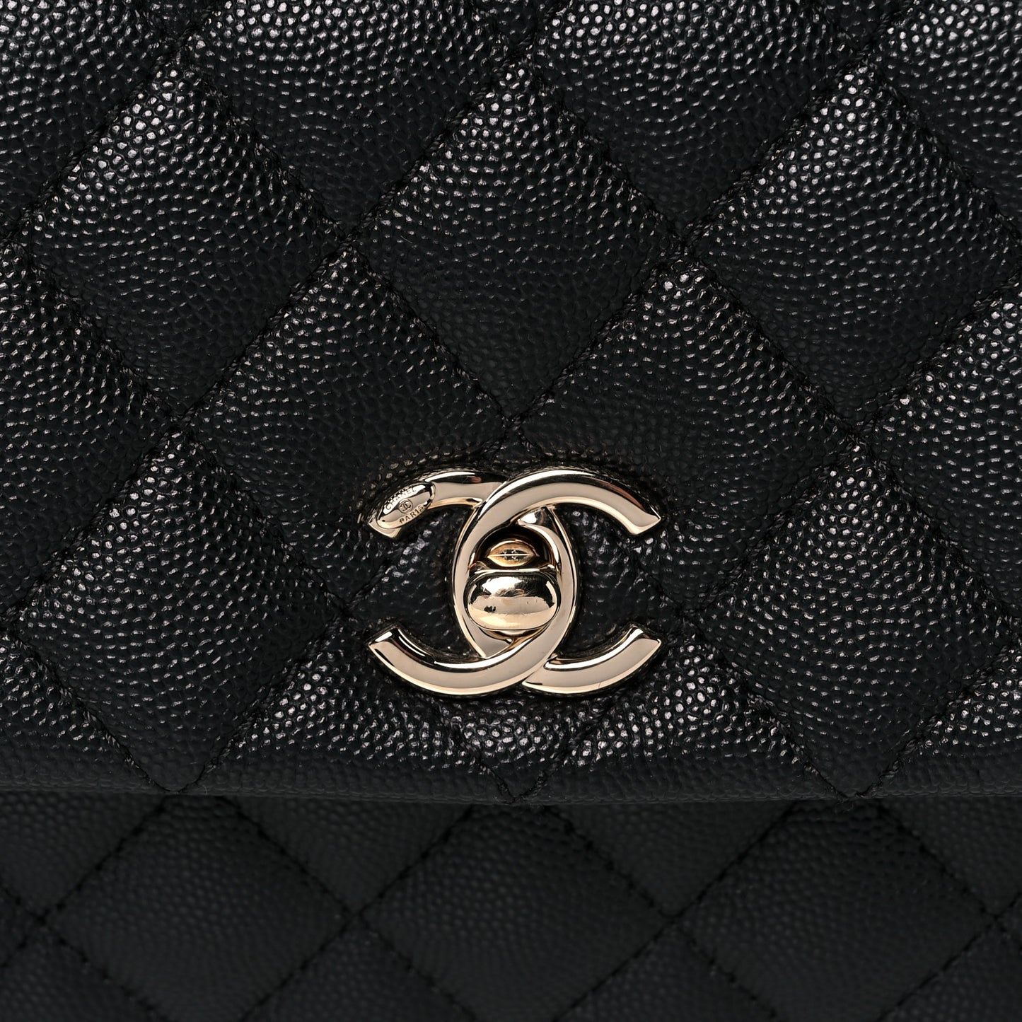 Caviar Quilted Mini Coco Handle Flap Black