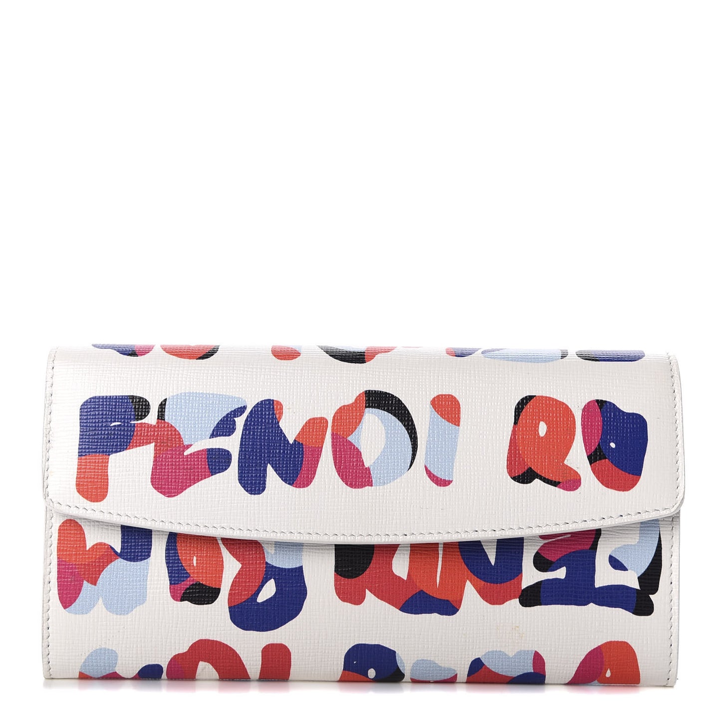 Vitello Elite Fendi Roma Continental Wallet White Multicolor