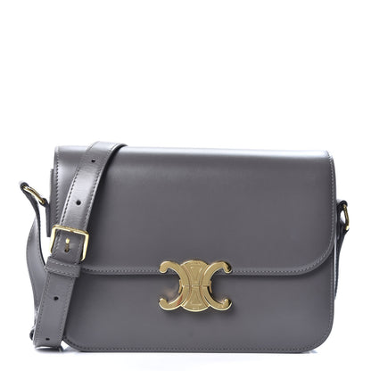 Celine Shiny Calfskin Medium Triomphe Grey 1 of 9