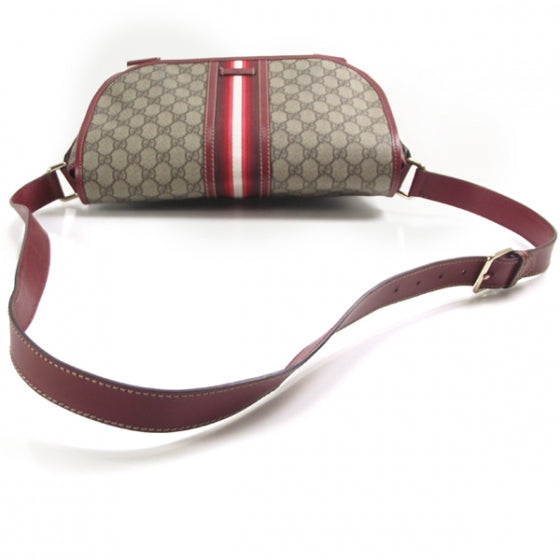 Gucci GG Plus Monogram Medium Double Buckle Flap Messenger Bag Beige Red 6 of 11