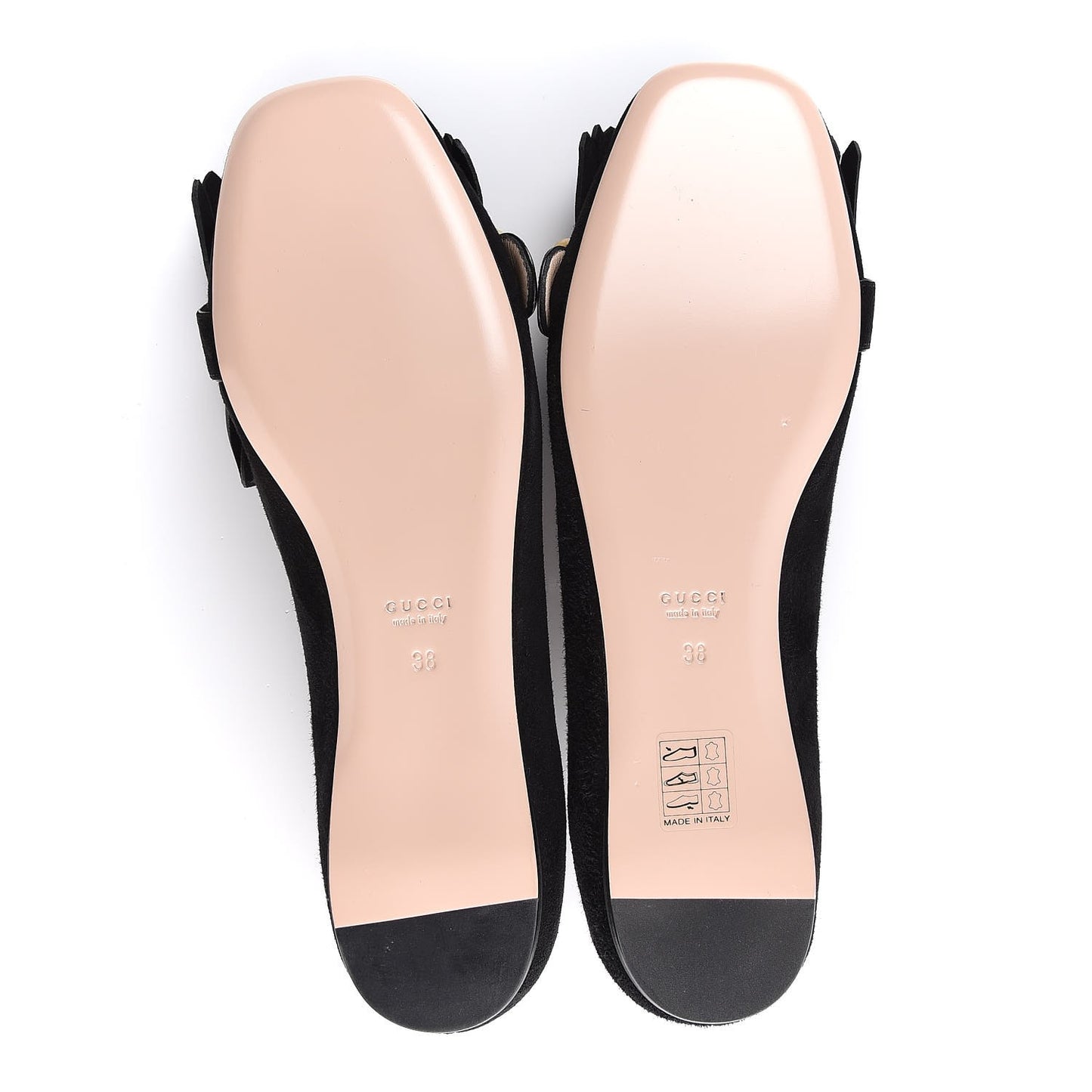 Kid Scamosciato GG Marmont Fringe Flats 38 Black