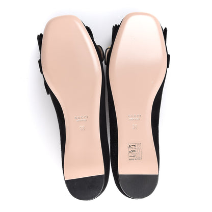 Gucci Kid Scamosciato GG Marmont Fringe Flats 38 Black 8 of 9