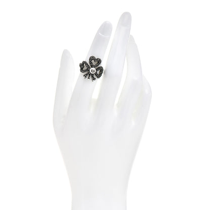 Gucci Sterling Silver Glass Pearl Heart Ribbon Ring 51 5.75 2 of 5