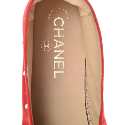 Chanel Suede Pearl CC Espadrilles 40 Red 12 of 14