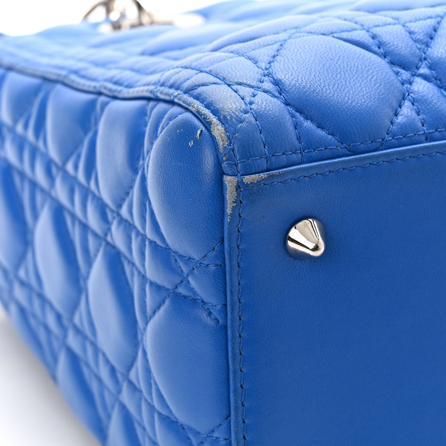 Christian Dior Lambskin Cannage Medium Lady Dior Blue Persan 13 of 16