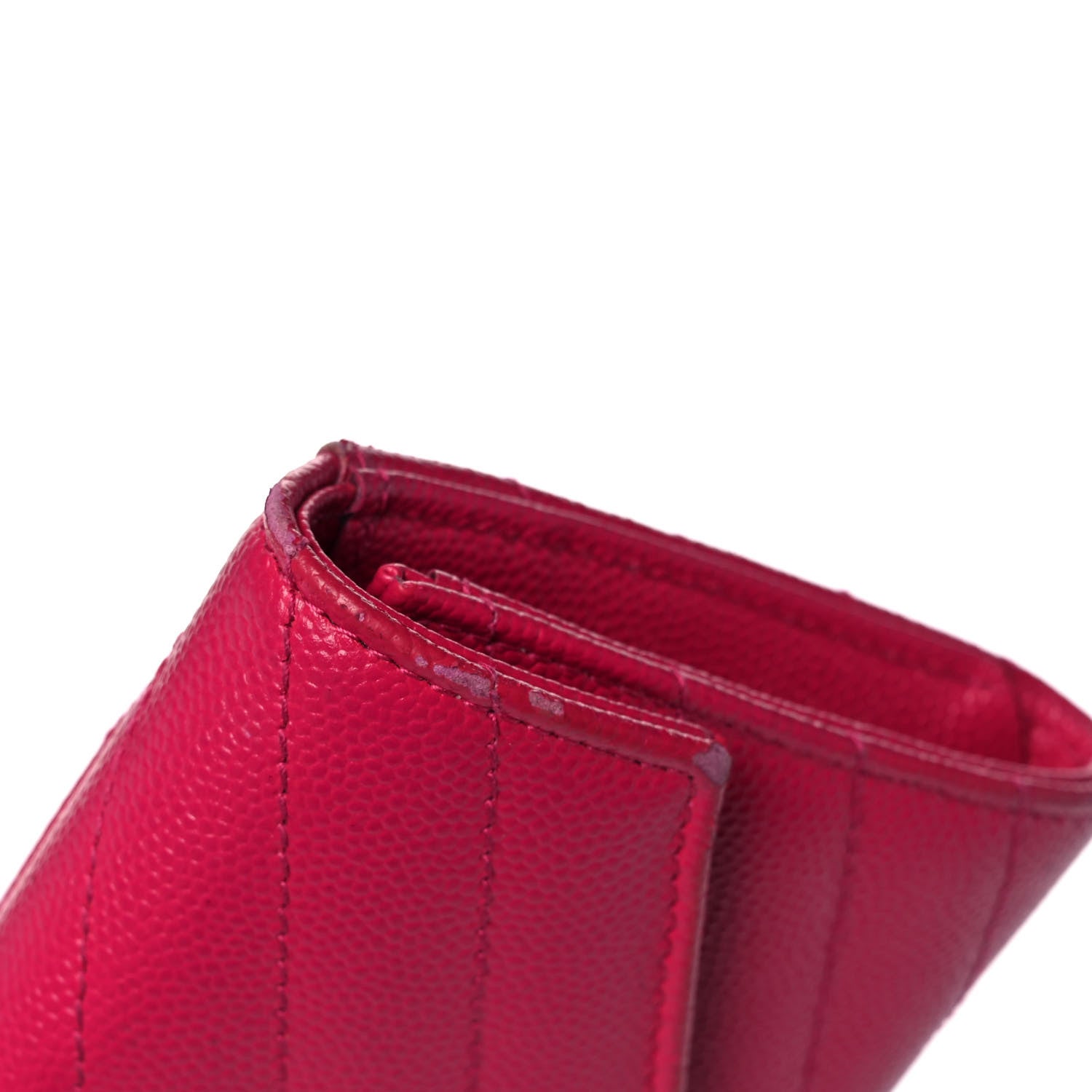 Saint Laurent Grain De Poudre Matelasse Chevron Small Monogram Envelope Wallet Bubblegum 11 of 12