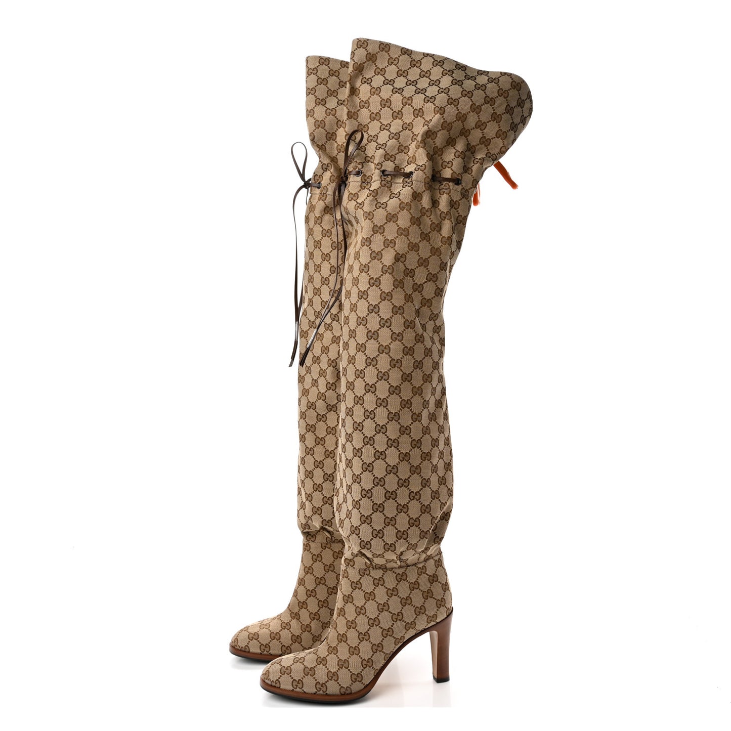 Monogram Over the Knee Boots 40.5 Beige Ebony