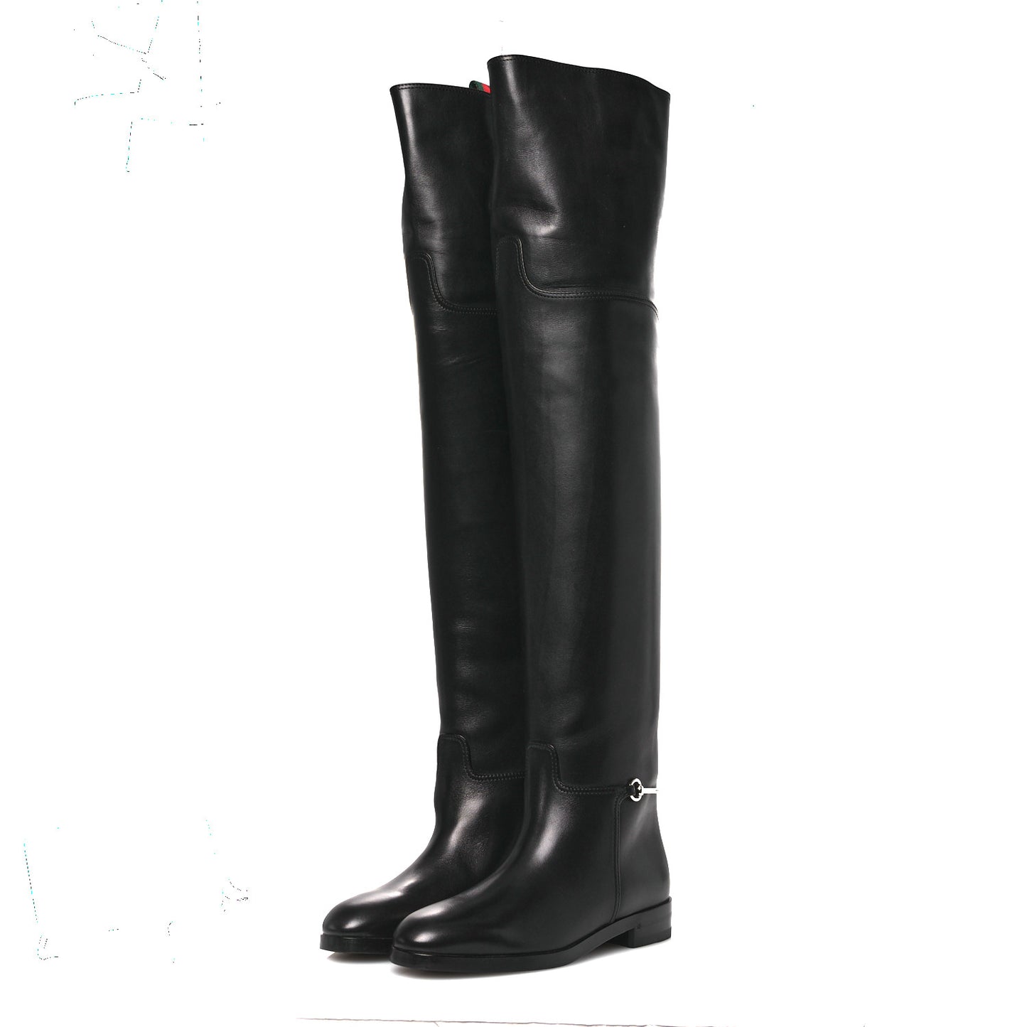 Calfskin Slim Horsebit Over The Knee High Boots 37 Black