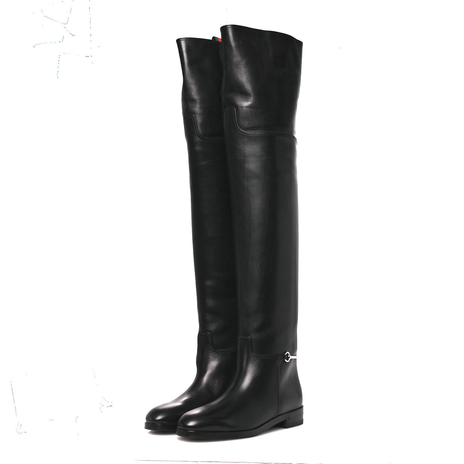 Gucci Calfskin Slim Horsebit Over The Knee High Boots 37 Black 4 of 13