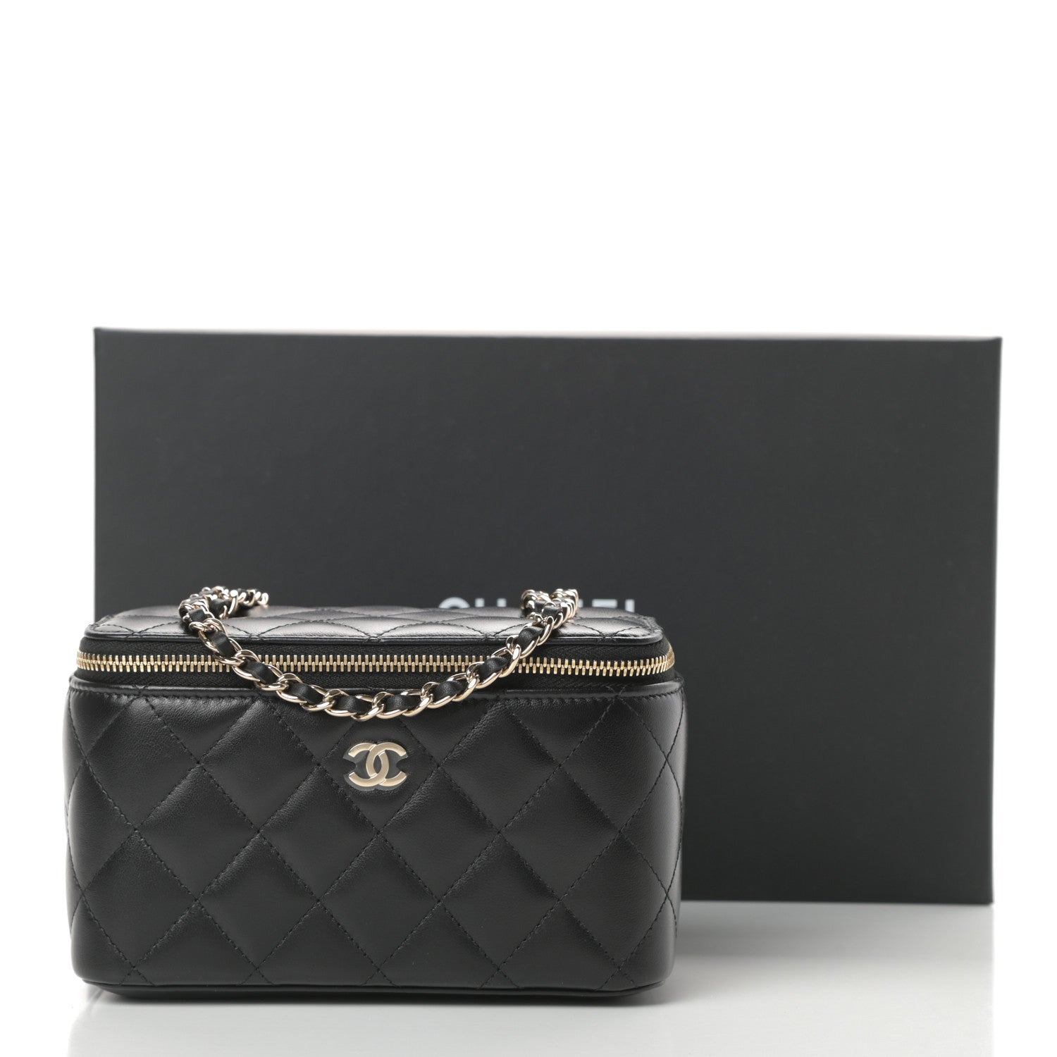 Chanel Lambskin Quilted Small Vanity Case With Chain Black 11 of 11