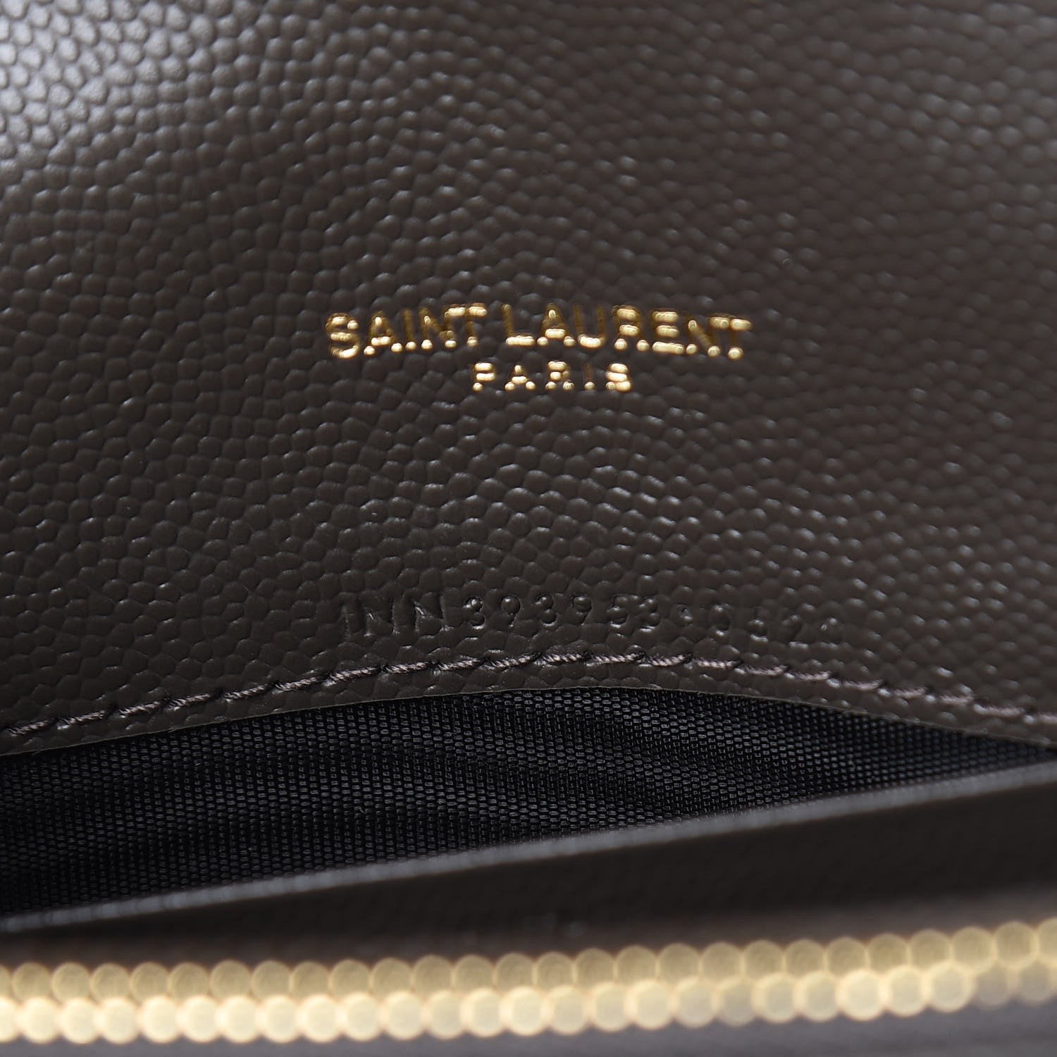 Saint Laurent Grain De Poudre Matelasse Chevron Monogram Envelope Chain Wallet Pebble 9 of 11
