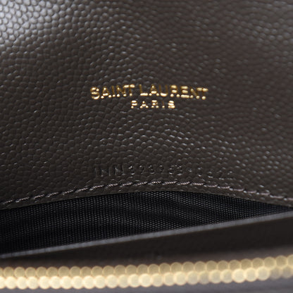 Saint Laurent Grain De Poudre Matelasse Chevron Monogram Envelope Chain Wallet Pebble 9 of 11