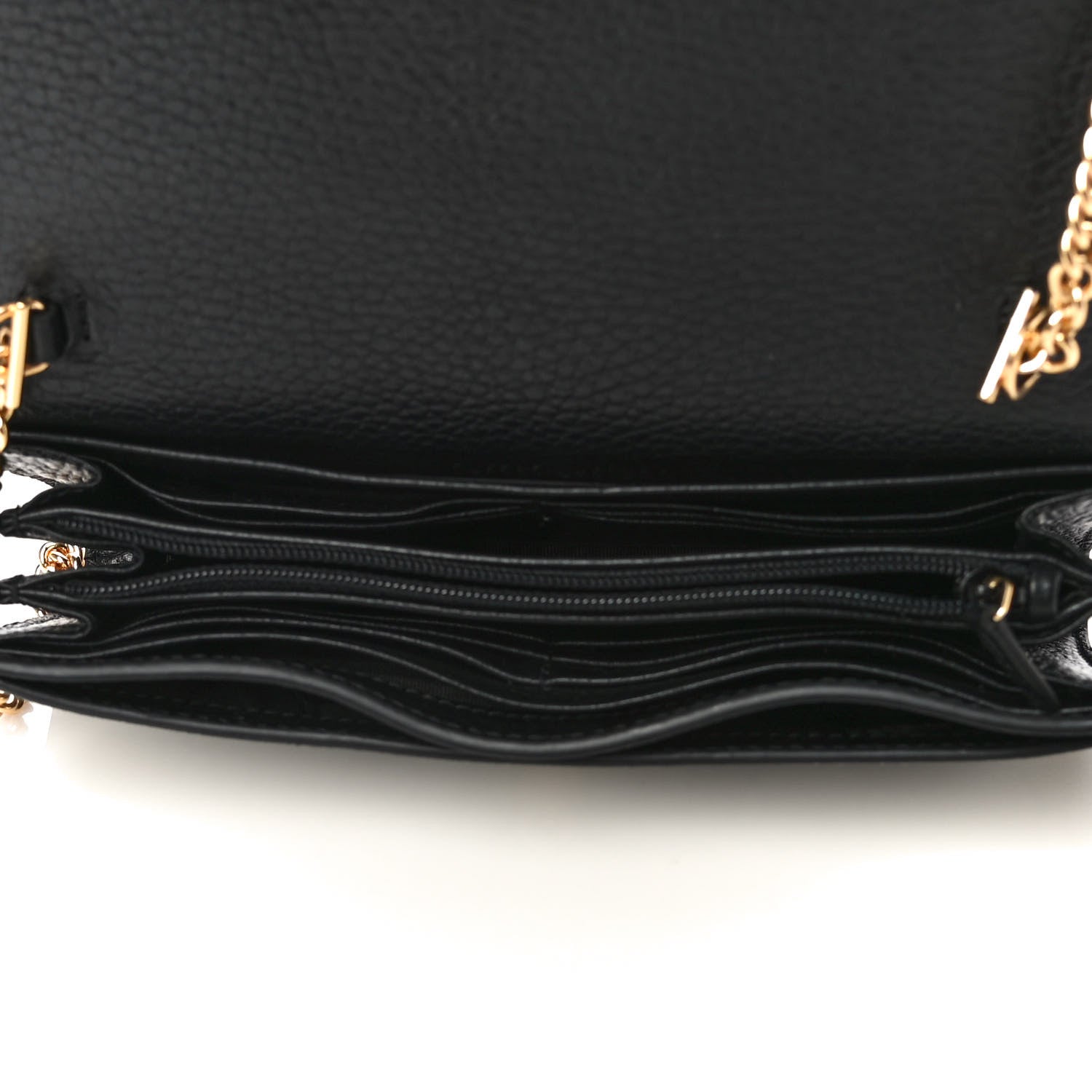 Gucci Dollar Calfskin GG Supreme Monogram Petite GG Marmont Wallet Chain Bag Black Beige Ebony 4 of 11