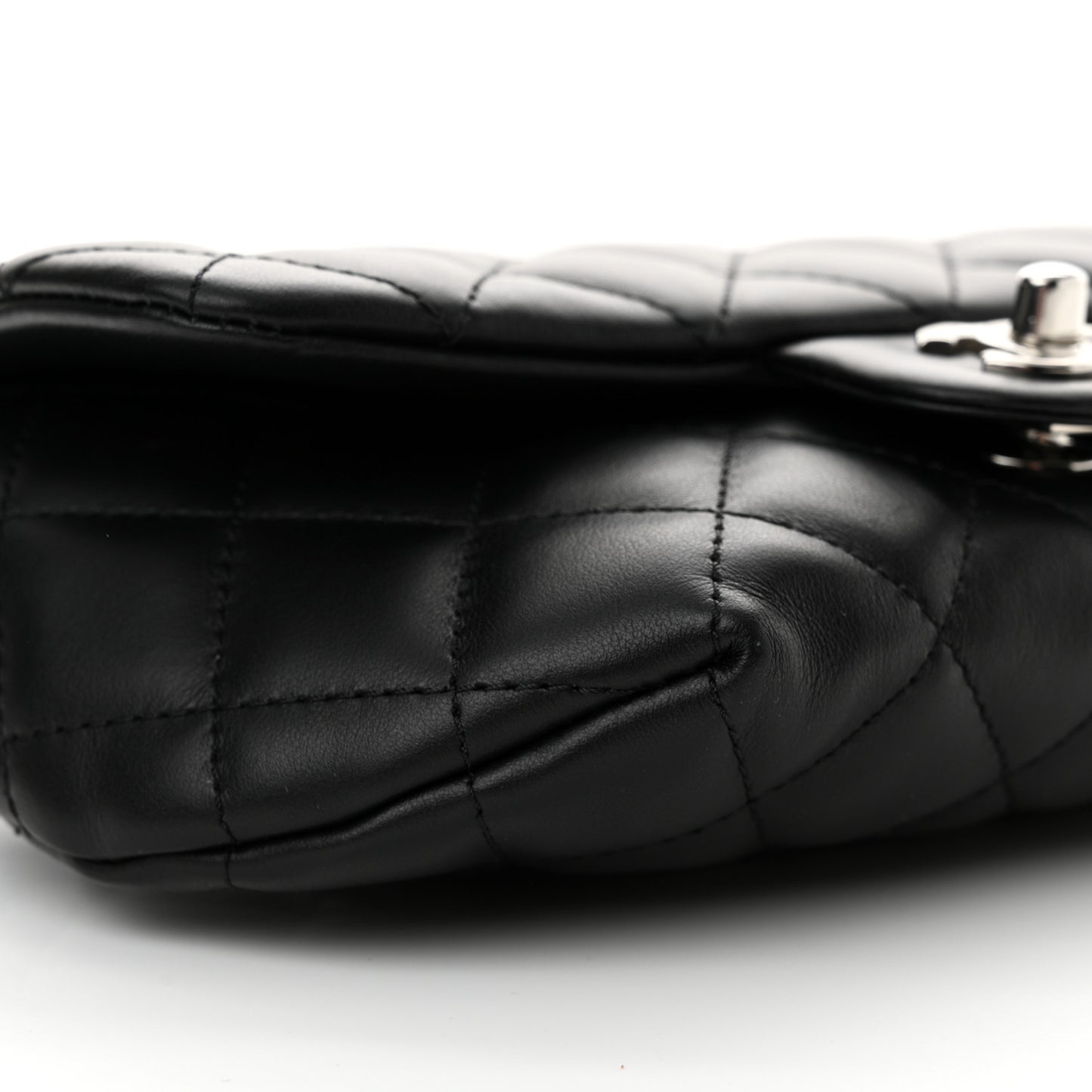 Calfskin Quilted CC Uniform Flap Belt Bag Black