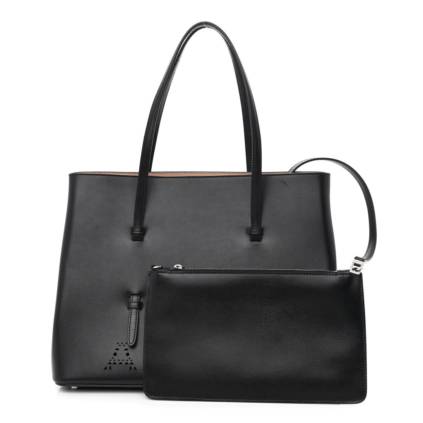 Calfskin Laser Cut Mina 32 Bag Black