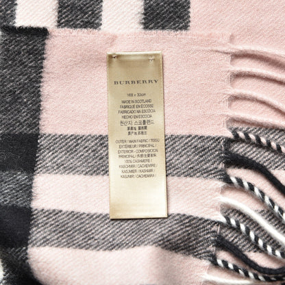 Burberry Cashmere Giant Heritage Check Fringe Scarf Ash Rose 5 of 6