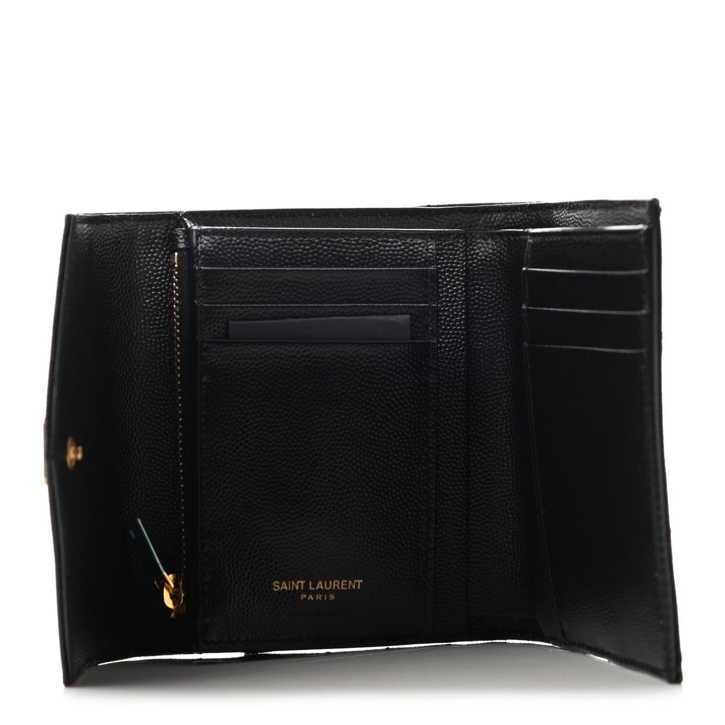 Grain De Poudre Matelasse Chevron Monogram Compact Tri Fold Wallet Black