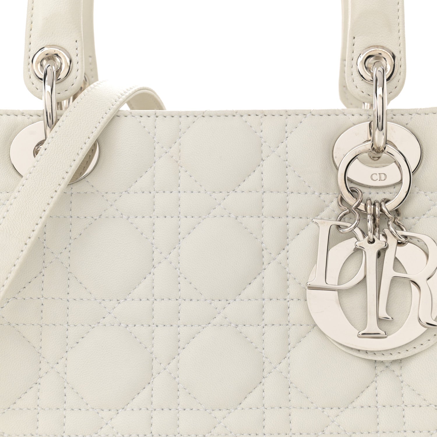 Christian Dior Lambskin Cannage Medium Lady Dior White 8 of 12