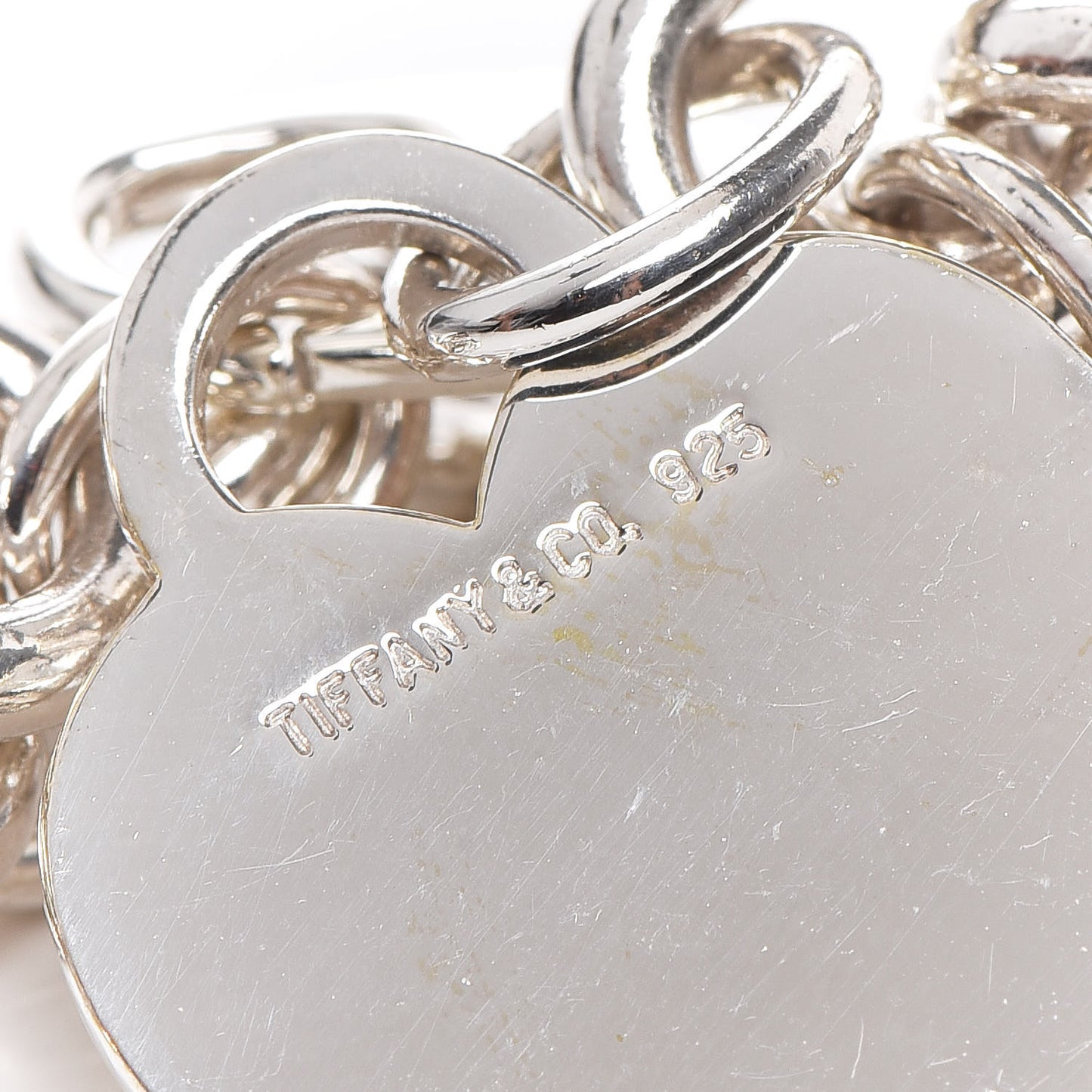 Sterling Silver Heart Tag Charm Bracelet