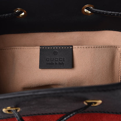 Gucci Suede Patent Web Small Ophidia Bucket Bag Hibiscus Red Black 7 of 8