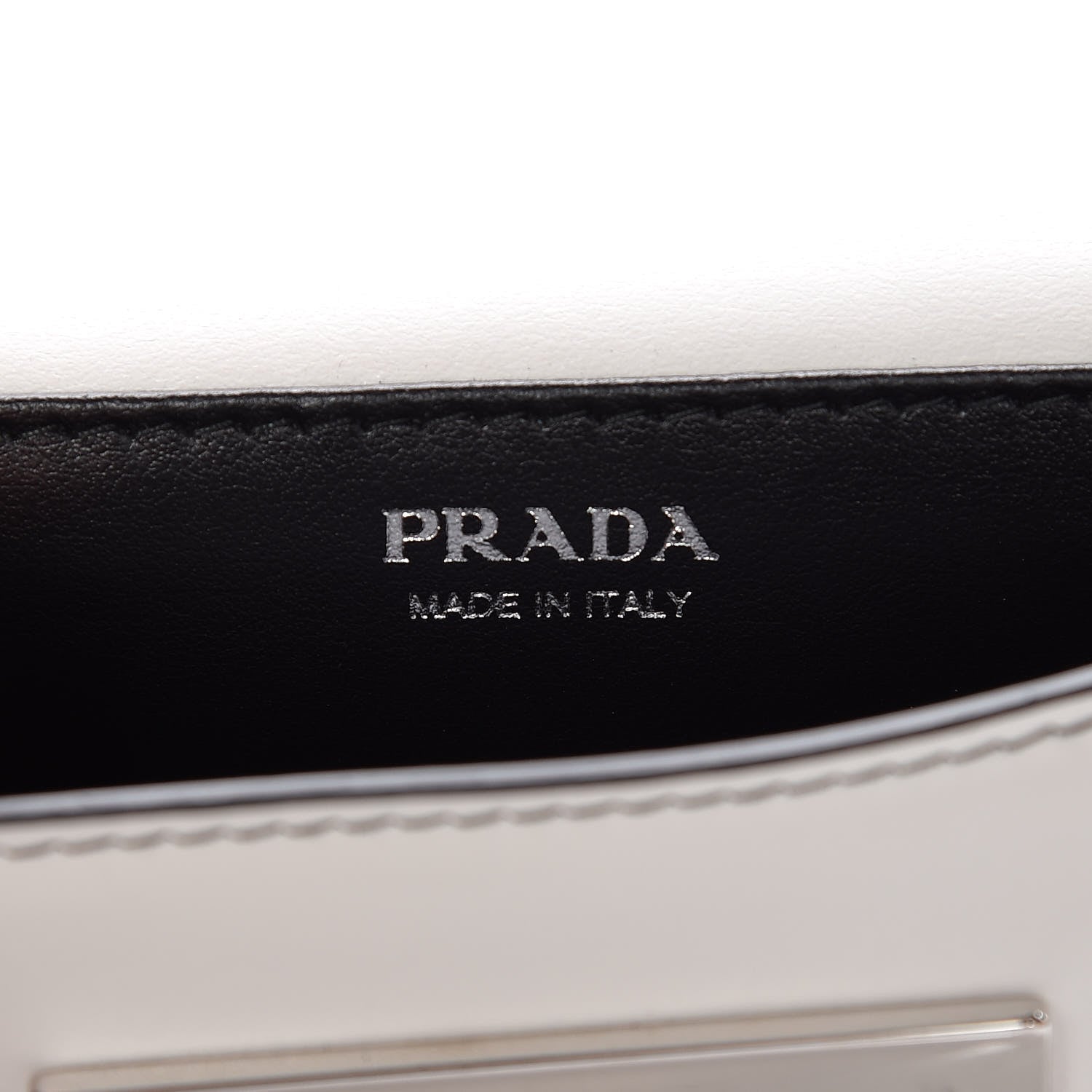 Prada City Calfskin Micro Sidonie Belt Bag 85 34 White Black 6 of 6