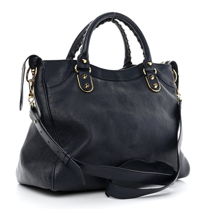 Balenciaga Chevre Gold Metallic Edge Hardware Velo Bleu Nuit Dark Sea 4 of 9