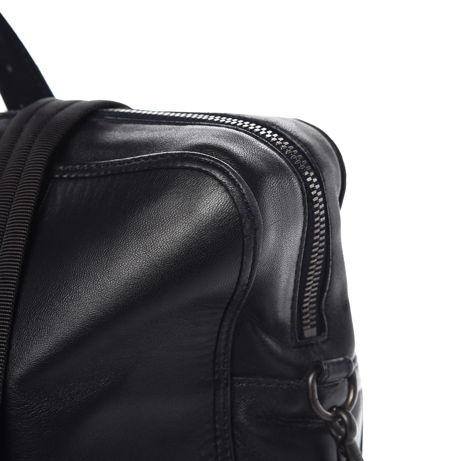 Bottega Veneta Calfskin Leggero Intrecciato Embroidered Briefcase Nero Black Blue 16 of 19