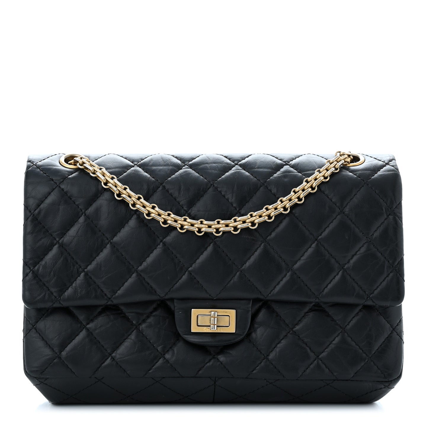 Aged Calfskin Quilted 2.55 Reissue 226 Flap Black