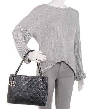 Chanel Iridescent Caviar Small Zip Shopping Tote Argent Dark Silver 2 of 8